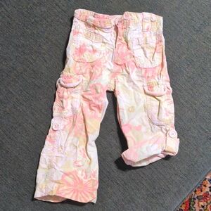 Pink floral cargo pants/capris